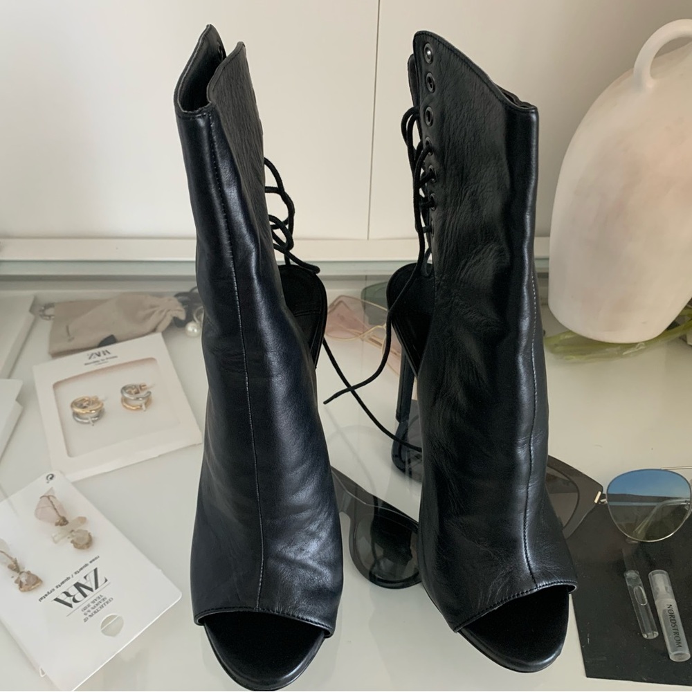 Tony Bianco Leather Heeled Lace up Boots